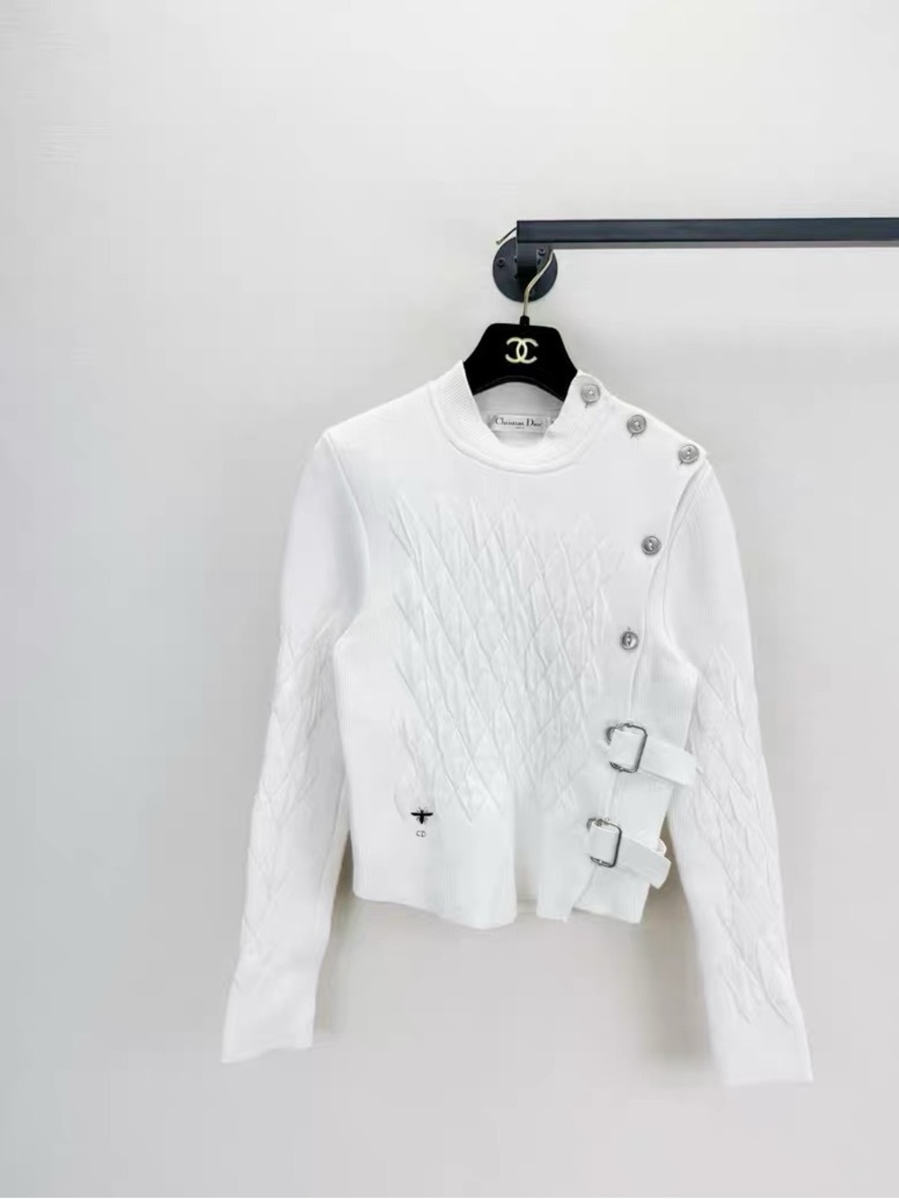 Dior White Knit Crewneck Sweater